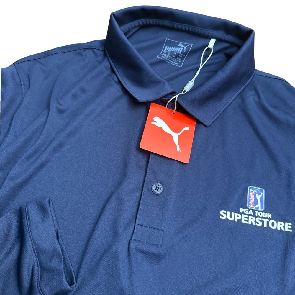 Puma Mens Long Sleeve Golf Polo Navy Blue PGA‎ Tour Superstore XL 579373-01 NEW
